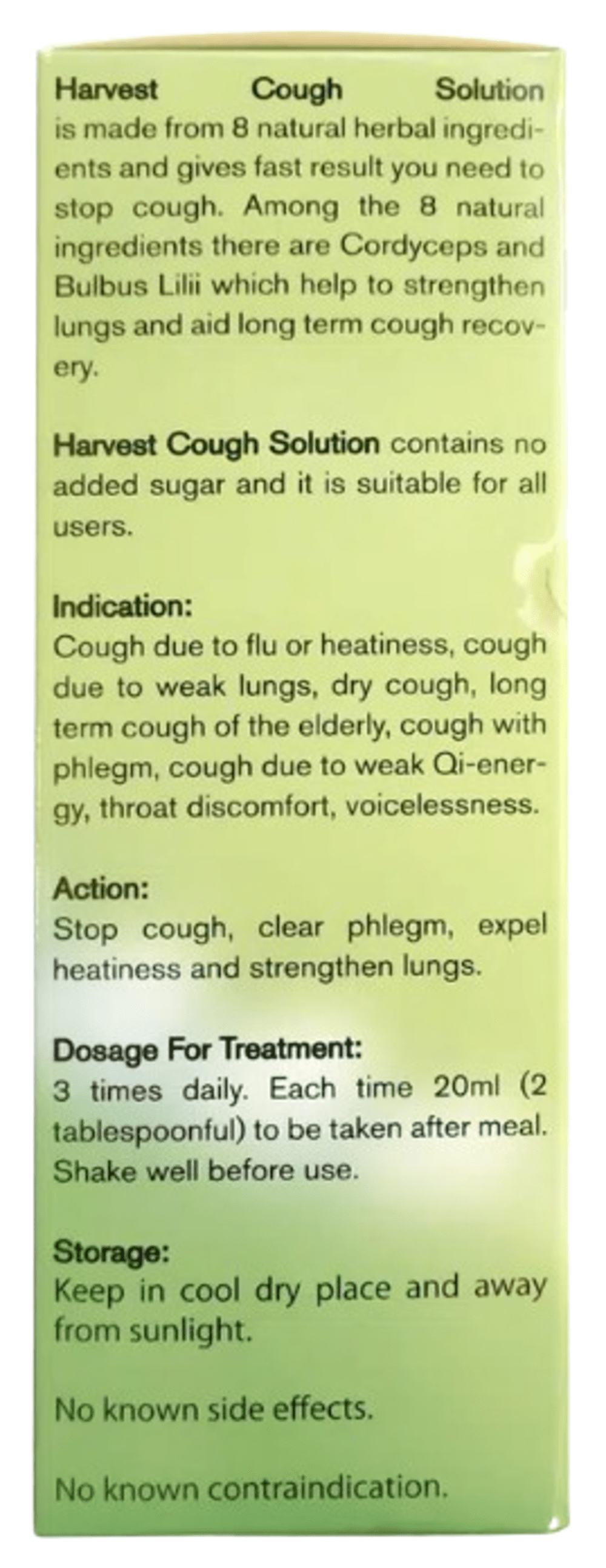 HARVEST COUGH MIXTURE FOR COLD PHLEGM 170ML - Image 2