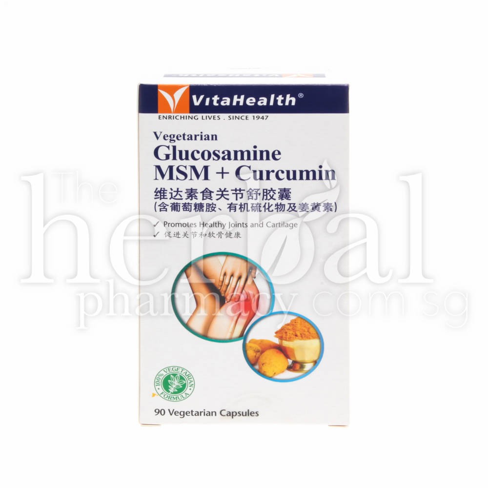 VITAHEALTH VEGETRIAN GLUCOSAMINE MSM CURCUMIN CAPSULES 90'S