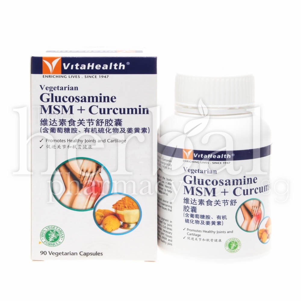VITAHEALTH VEGETRIAN GLUCOSAMINE MSM CURCUMIN CAPSULES 90'S