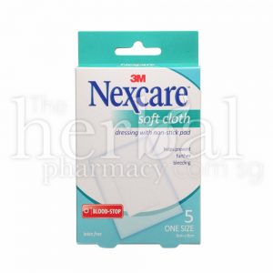 3M NEXCARE SOFT CLOTH DRESSING WITH NON-STICK PAD 5's (6cm X 8cm)