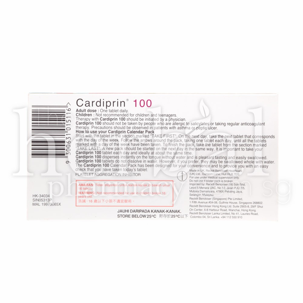 RECKIT BENCKISER CARDIPRIN 100 30 Tablets