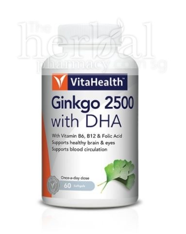 VITAHEALTH GINKGO 2500 DHA SOFTGELS 60'S