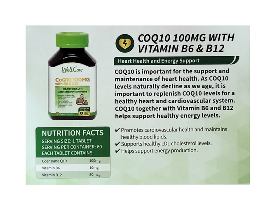 WellCare COQ10 100MG with B6 & B12 60 Capsules - Image 2