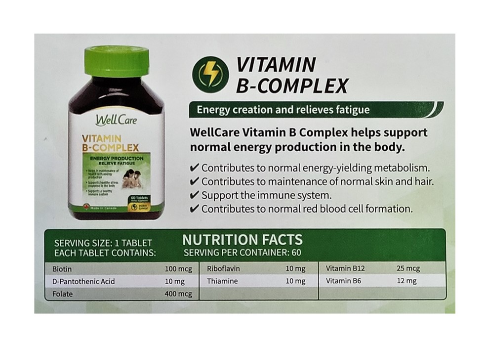 WellCare Vitamin B-Complex 60 Tablets - Image 2