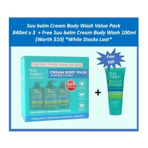 Suu balm Cream Body Wash Value Pack 840ml x 3 + Free Suu balm Cream Body Wash 100ml (Worth $10) *While Stocks Last*